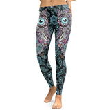 New Design Leggings Women Cool Owl Digital Print Flower Fitness Workout Leggins Slim Elastic Plus Size Pant Legins