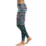 New Design Leggings Women Cool Owl Digital Print Flower Fitness Workout Leggins Slim Elastic Plus Size Pant Legins