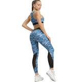 Fashion High Waist Sporting Sets For Women Fitness Leggings Camouflage Workout Legging Gym Crop Tops Suits