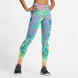 Fashion High Waist Women Leggings Mermaid Colorful Scale Workout Legging Female High Waist Pants Slim Fitness Leggins