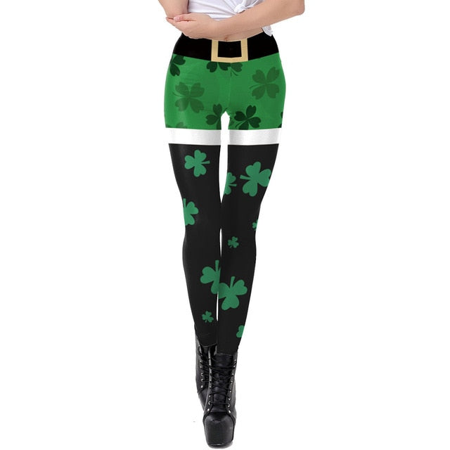 Saint Patrick's Day Leggins Women Shamrock Pencil Pants Clothes Skinny Plus Size Lucky Clover Legging Carnival Pants