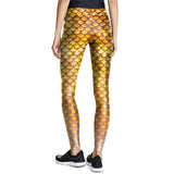 All-Match Mermaid Leggings Fitness Women Pants Sexy Slim Elastic Gold Fish Scale Leggins High Waist 3D Printed Legins