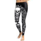 New Design Leggings Women Skull Head Digital Print Rose Fitness Leggins Plus Size Elastic Workout Pants Legins