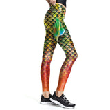 Colour Mixture Mermaid Leggings Trendy Fish Scale High Waist Pants Colorful Female Sexy Leggins Workout Trousers