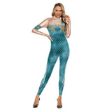 Mermaid Cosplay Costume Jumpsuits For Women Colorful Printing Party Clothing Fashion Catsuits