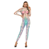 Mermaid Cosplay Costume Jumpsuits For Women Colorful Printing Party Clothing Fashion Catsuits