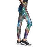 NADANABO Colorful Women Leggings 3D Printed Mermaid Leggins For Fitness Trousers Long Female Fish Scale Pants Slim Leggins