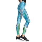 NADANABO New Blue Wonder Mermaid Leggings Gradient Color Fish Scale Printed Pants Workout Elastic Leggins High Waist Legins