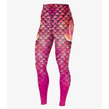 NADANABAO 2020 New Women Fish Scale Leggings Fitness Pink Gradient Casual Leggins Knitted High Waist Elastic Workout Legins