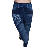 New Woman Leggings Jeans Print Denim Ankle-Length Polyester Jeans Jeggings Mid Waist Workout Women Leggings