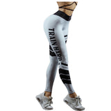 Workout Women Leggings Casual High Waist Elastic Push Up Side Letter Print Spandex Leggin Fashion Feminino Leggings