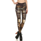 Casual Women Leggings Fashion Mechanical Printing High Waist  Elastic Push Up Breathable Spandex Ankle Length Legging