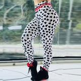 Fitness Women Leggings Fashion Heart Shape Print Patchwork High Waist Elastic Push Up Ankle Length Polyester Leggings