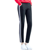 Fashion Spring Side Stripe Leggings Women's Slim Female Jeggings Elastic High Waist Fitness Workout Leggings Feminina