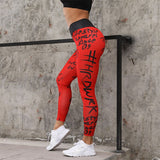 Leggings Women Letter Printing Polyester Ankle Length Leggings Casual High Waist Push Up Plus Size Leginsy Damskie