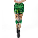 Lucky Clover Leggings Women St. Patrick's Day  3D Cat With Cap Printed Workout Fitness Leggins Plus Size Legins Women