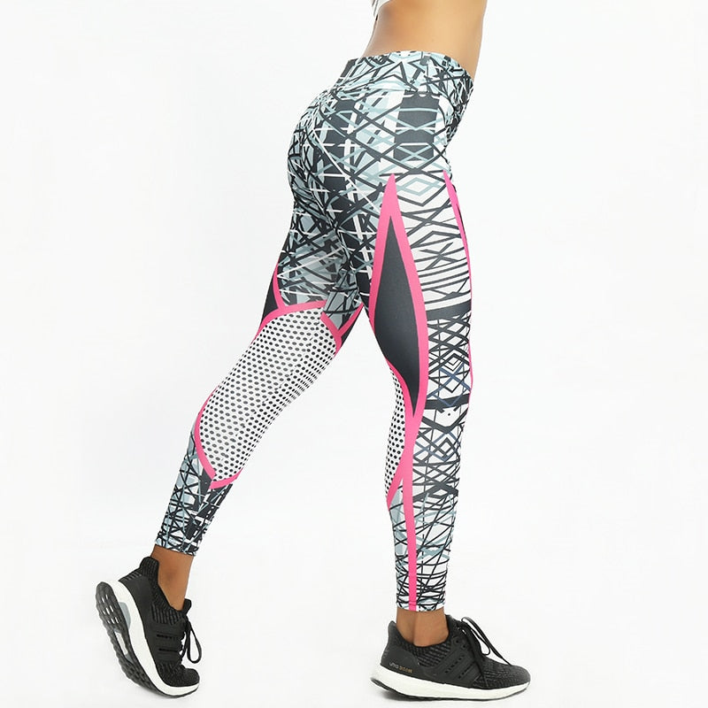 Fintess Leggings For Women Casual High Waist Elastic Push Up Printed Patchwork Ankle Length Spandex Leggings