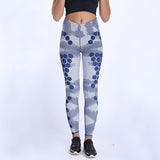 Navy Dot Printed Leggings For Women Casual Workout High Wasit Elastic Spandex Jeggings Female Fitness Leginsy Damskie